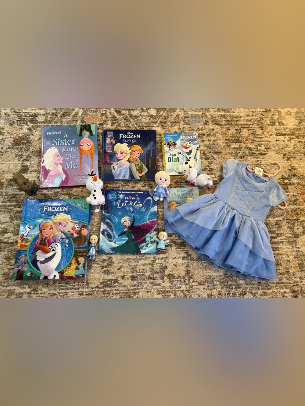 Disney Frozen Bundle Books Plush Toys Cinderella Dress 2T Elsa Olaf Sven